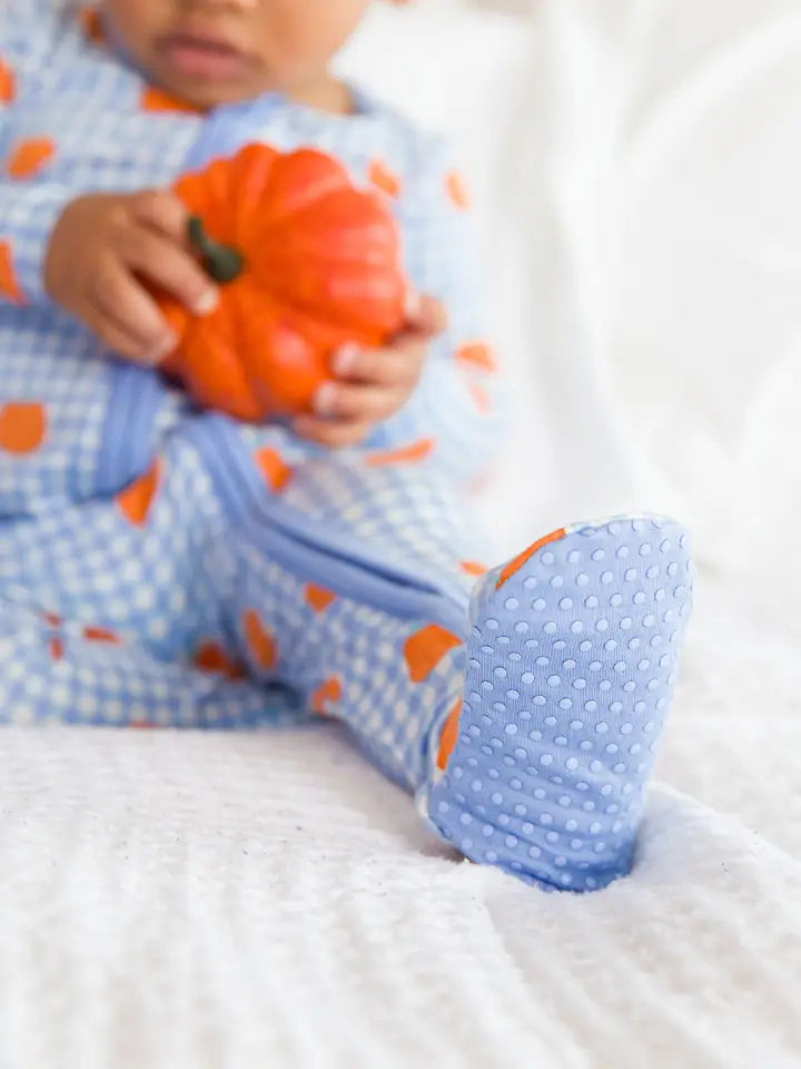 Baby Pumpkin Patch Gingham Bamboo Viscose Footed One
