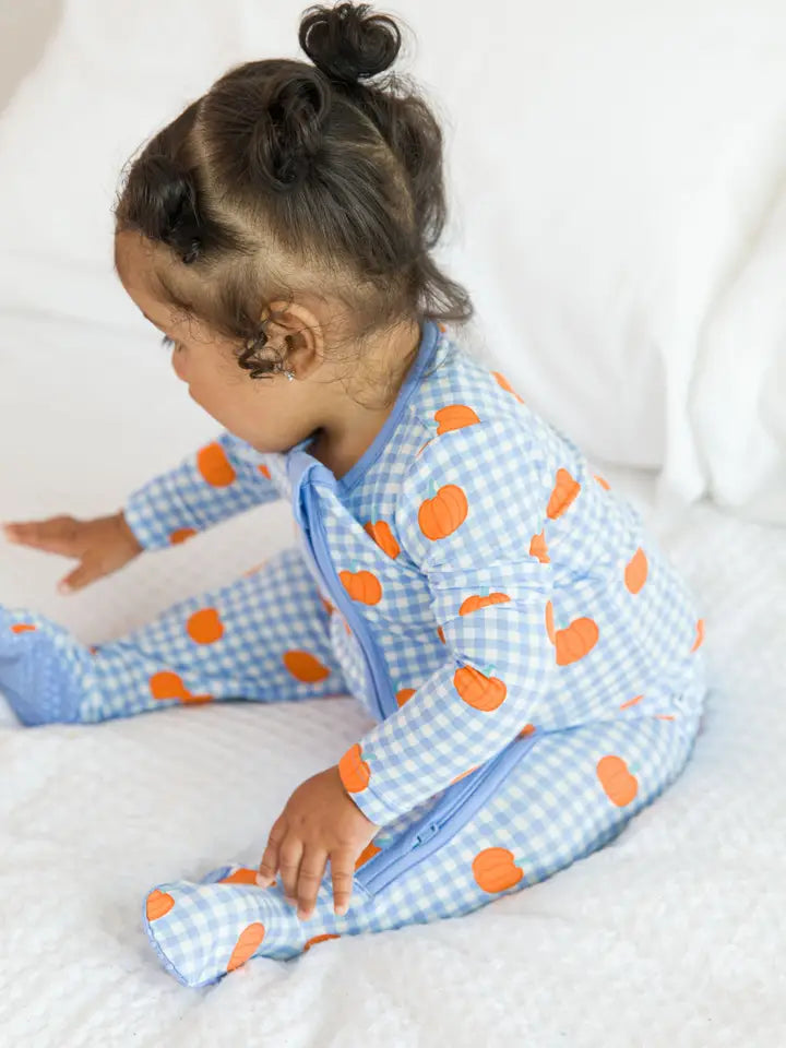 Baby Pumpkin Patch Gingham Bamboo Viscose Footed One