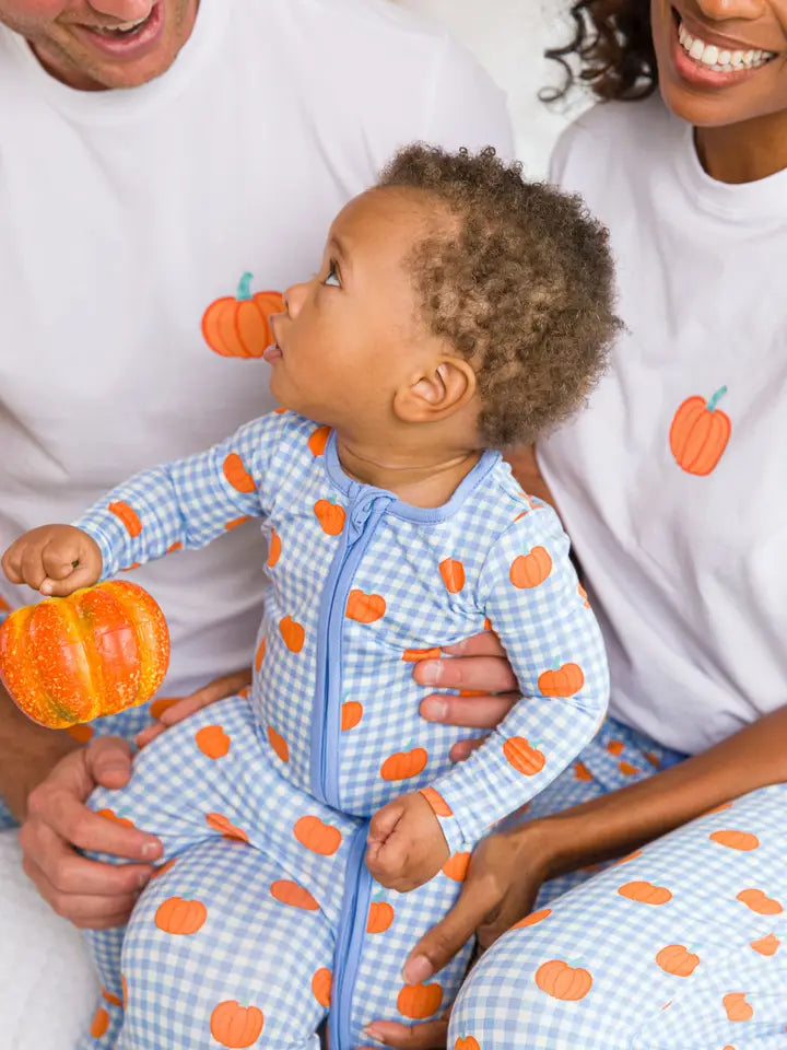 Baby Pumpkin Patch Gingham Bamboo Viscose Footed One