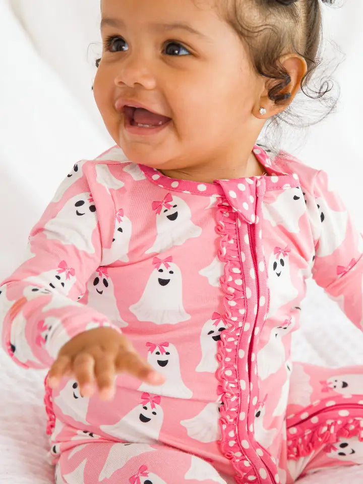 Baby Girls Ghostie Girls Bamboo Viscose Footed Ruffle One Piece Pajama