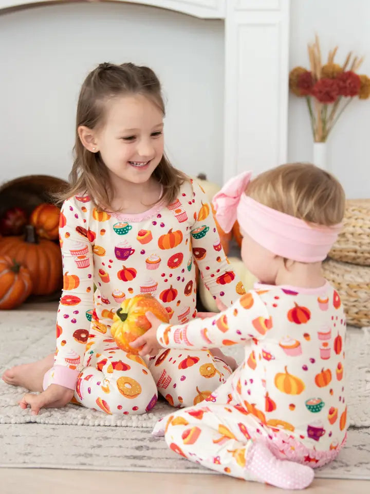Baby Girls Fall Treats Bamboo Viscose Footed Ruffle One Piece Pajama
