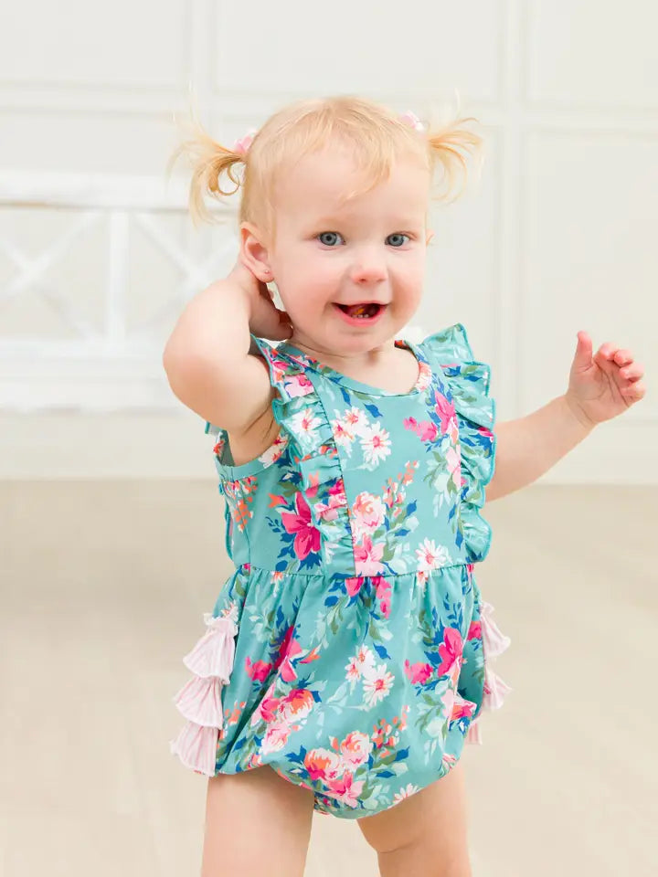 Baby Girls Fancy Me Floral Tank Waterfall Romper