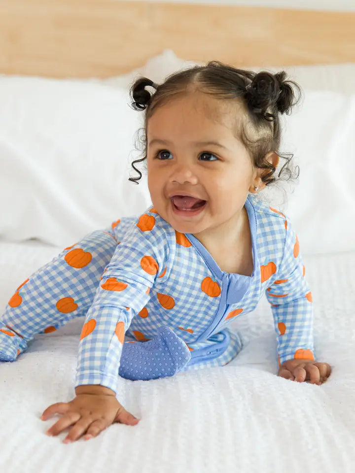 Baby Pumpkin Patch Gingham Bamboo Viscose Footed One
