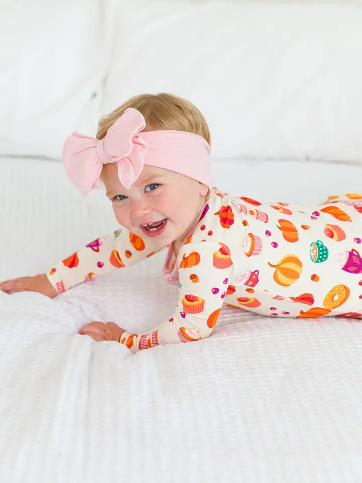 Baby Girls Fall Treats Bamboo Viscose Footed Ruffle One Piece Pajama