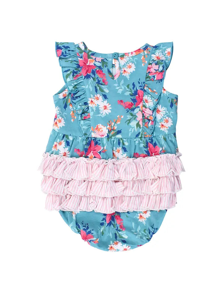 Baby Girls Fancy Me Floral Tank Waterfall Romper