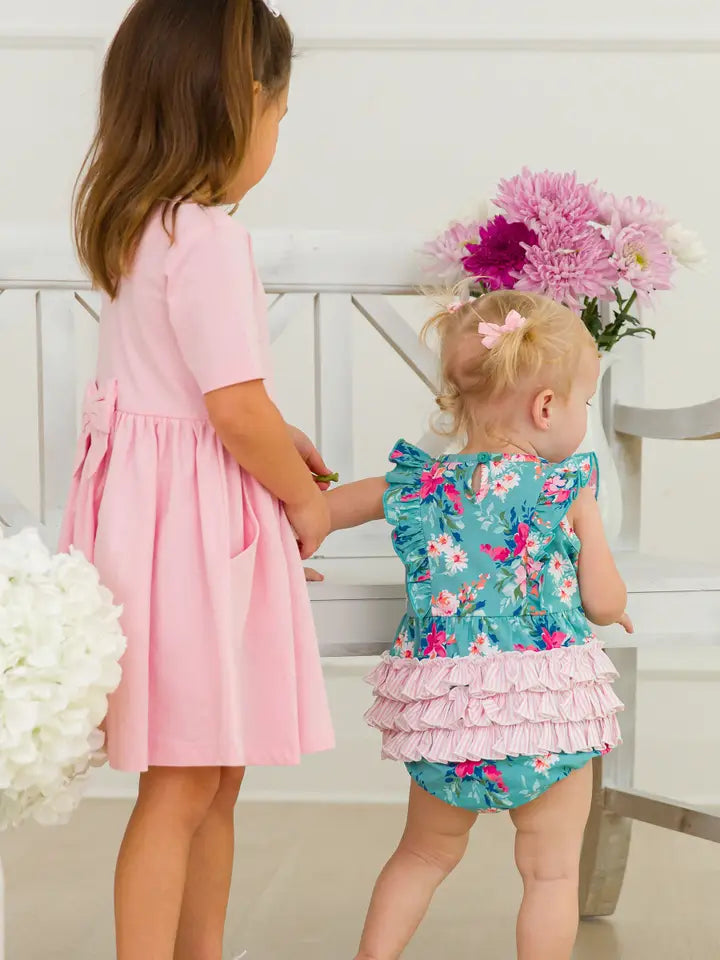 Baby Girls Fancy Me Floral Tank Waterfall Romper